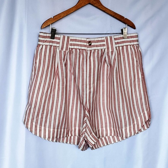Madewell Pants - Madewell Size XL Shorts Linen Blend Curve Hem Striped New NWT